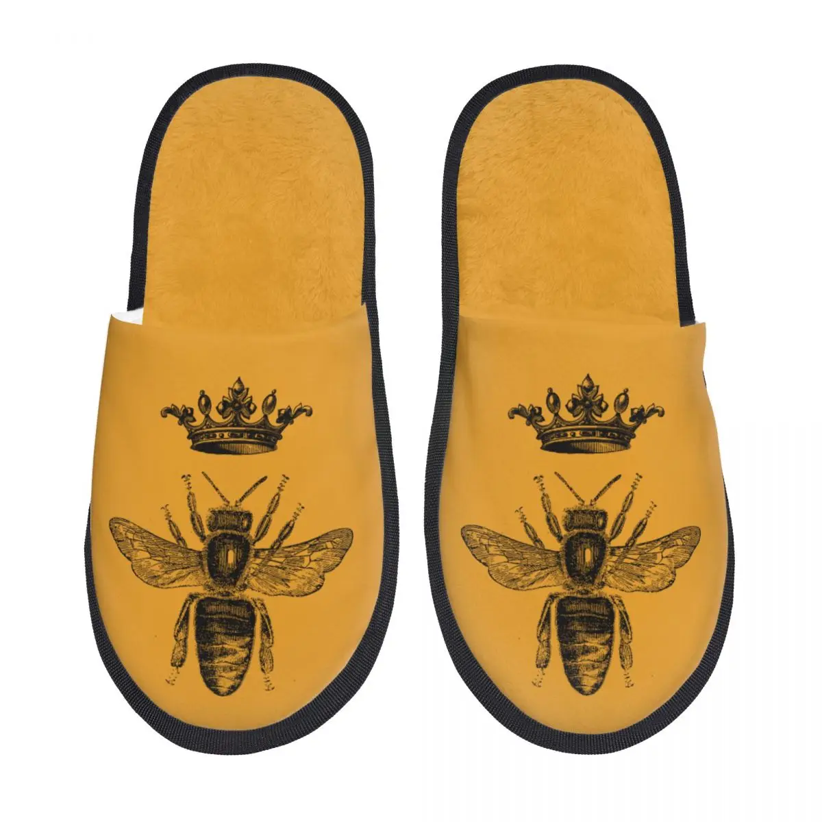 

Custom Vintage French Queen Bee Memory Foam Slippers Women Soft Warm House Slippers
