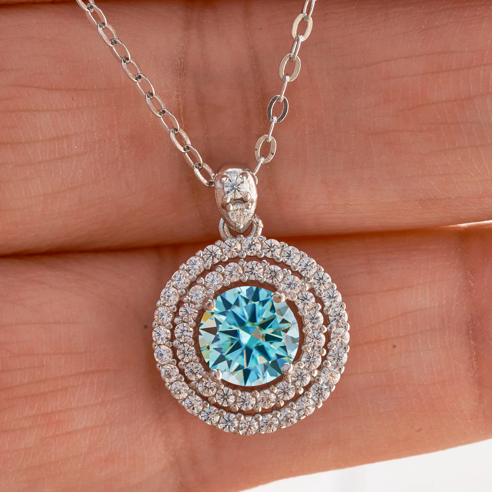 1 CT Echte D Farbe VVS Moissanit Anhänger Halskette Für Frauen Rot Blau Farbe Moissanit 925 Sterling Silber Hochzeit Edlen schmuck – Detail 6
