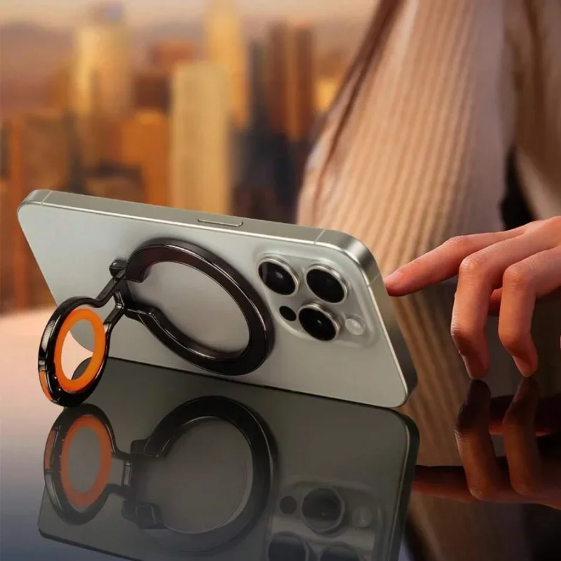 MagSafe Compatible Magnetic Ring Buckle - 360° Rotating Strong Adsorption, Universal Portable Desktop Phone Holder
