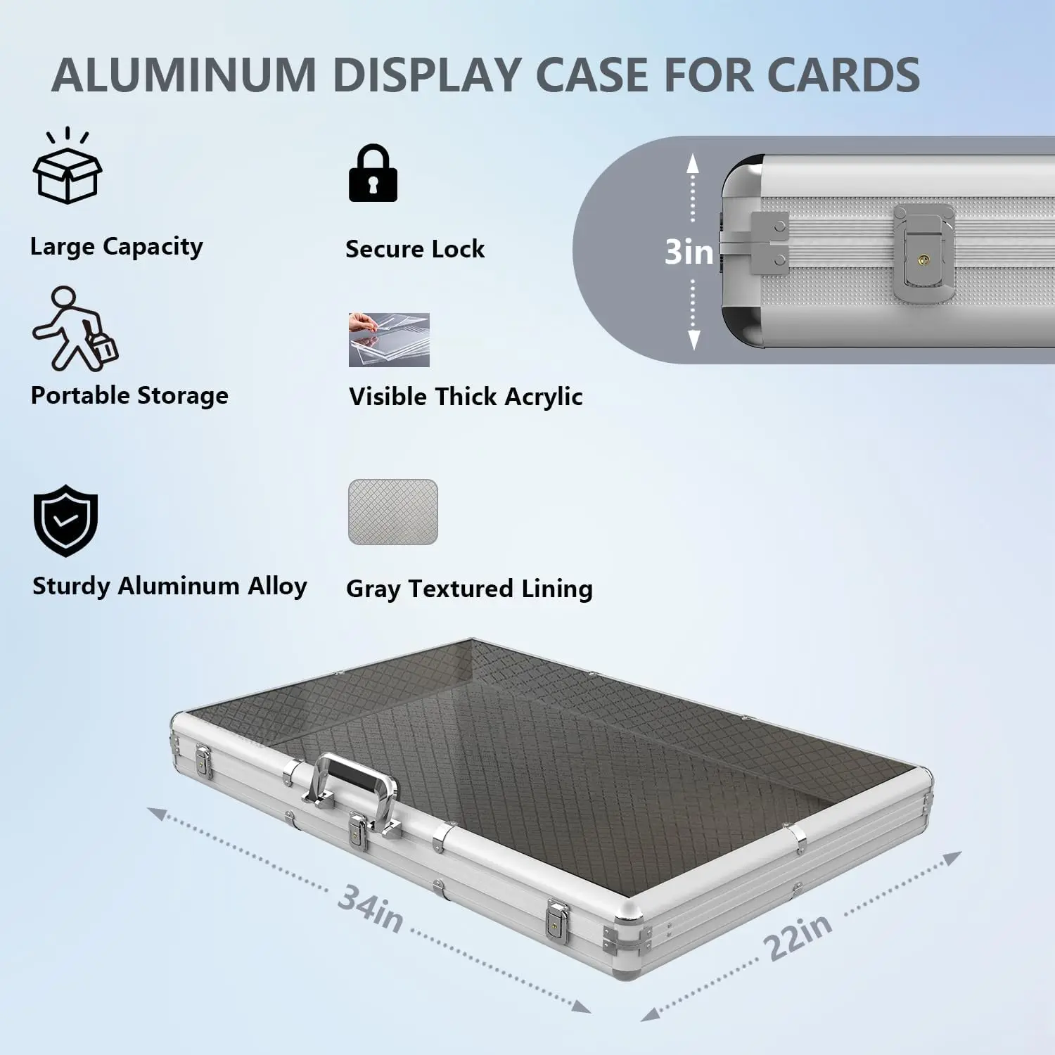 Card Display Case Large Aluminum 34