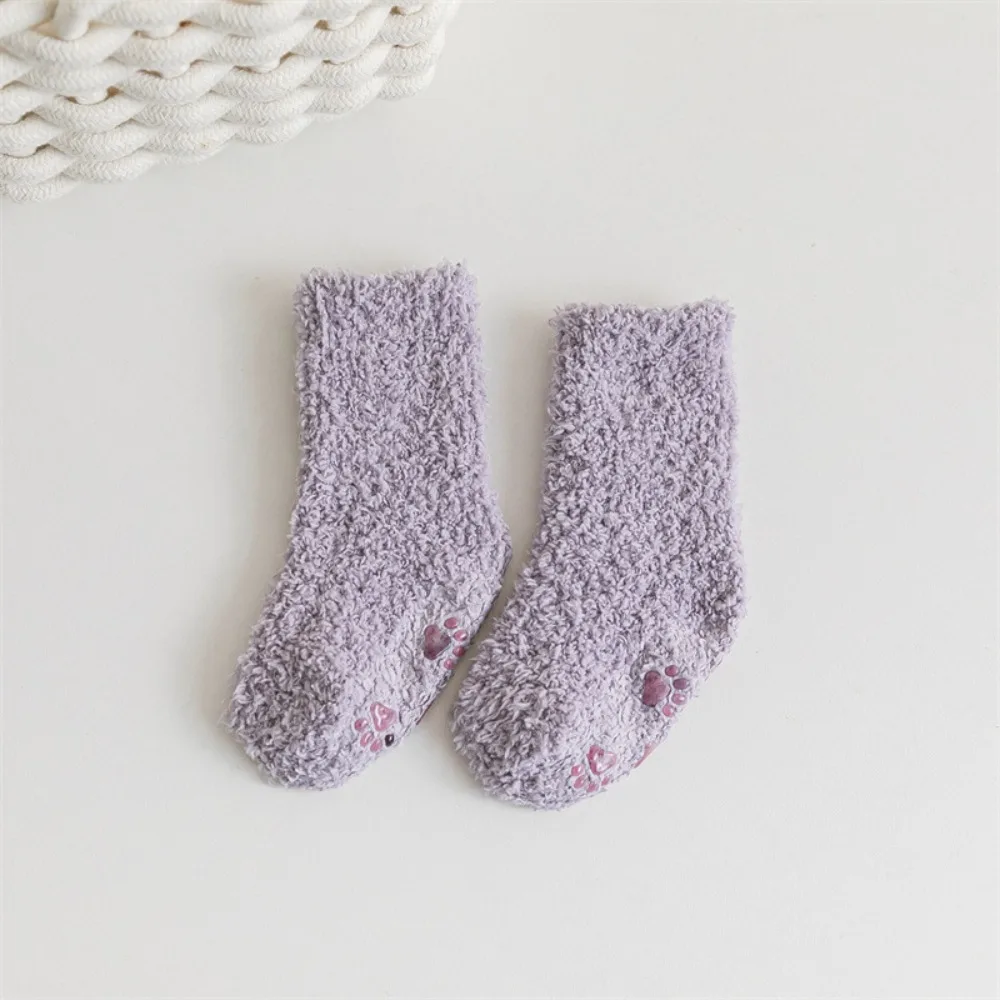 Comfortable Breathable Socks Lovely Non-slip Fluffy Socks Boys Girls Toddler Winter Warm Hosiery