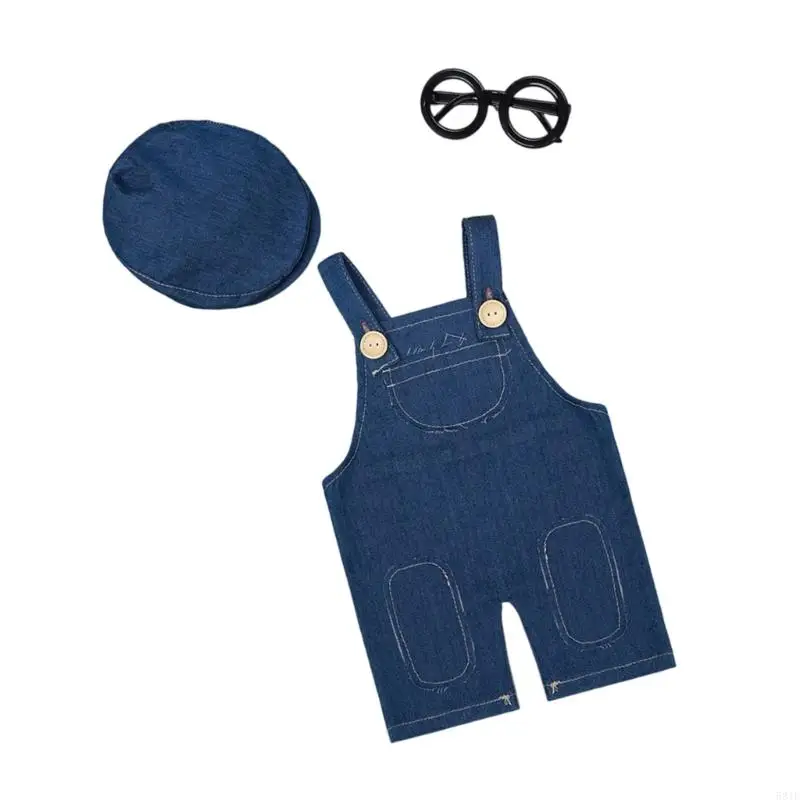 581F ملابس جينز جميلة للأطفال، سراويل مريحة من البوليستر لأشرطة التصوير لحديثي الولادة للمناسبات الخاصة #4