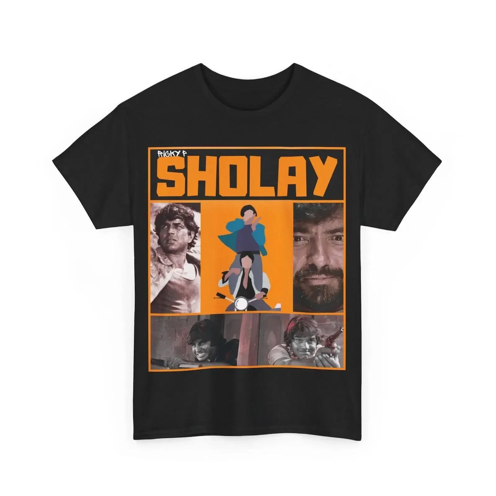 Sholay Bollywood T Shirt von Ricky P featuring Amitabh Heavy Cotton vintage Washed Top For Everyday Wear graphic Casual