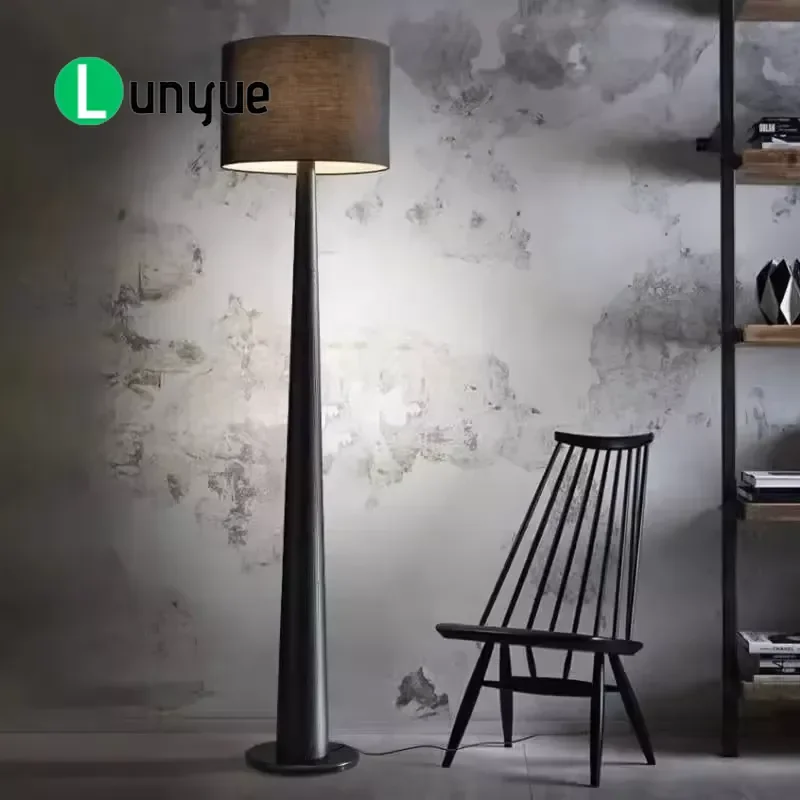 Modern Glass Floor Lamp E26 Base Black Fabric Cone Shade Dimmable Reading Light for Bedroom Study Living Room European