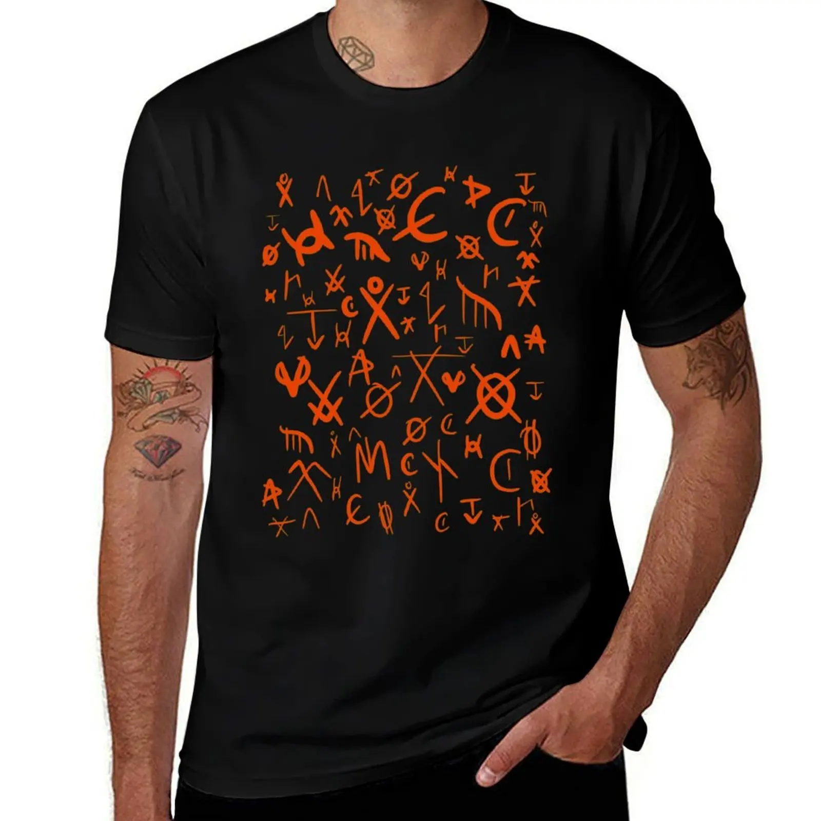 Wicker Man runes T-Shirt Work Short Sleeve Cotton Top T-Shirt