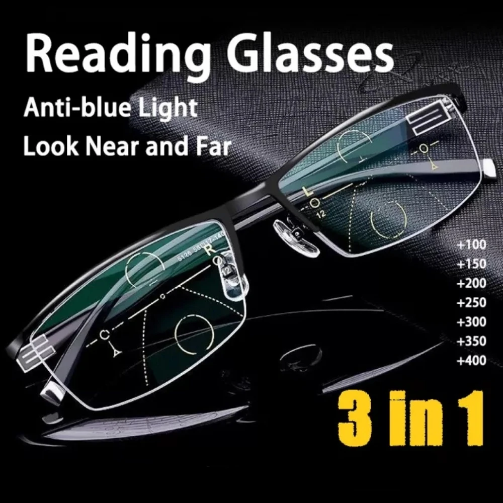 

FG Far and Near Dual-purpose High-definition Dual-light Anti-blue Presbyopic Glasses +1.0 to +4.0
