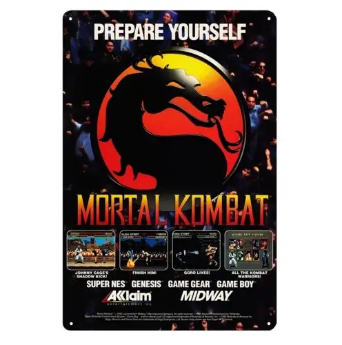 e1,Mortal Kombat Retro Video Game Metal Poster - 20x30cm