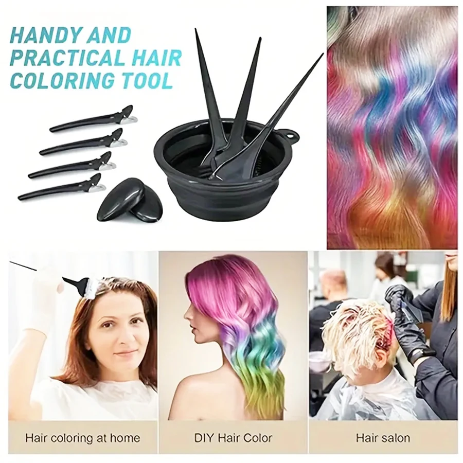 10pcs Professional Hair Dye Kit with Brushes, Color Bowl, Ear Covers & Clips - Salon Quality DIY Home Coloring Set