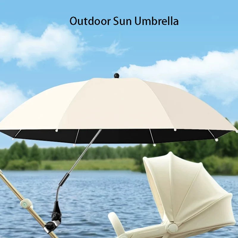 Adjustable Baby Stroller Canopy Umbrella with Clamp UPF 50+ Waterproof Windproof Umbrella Outdoor UV Protection for Stroller,1PC