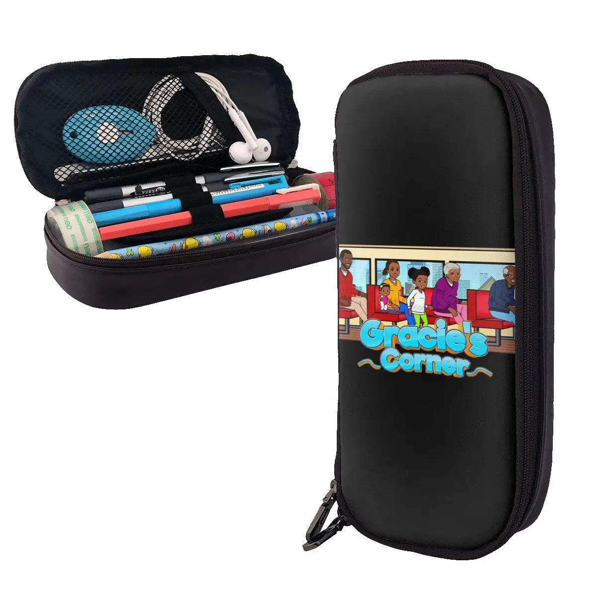 Gracies Family Corner Phonic's Song Leather Pencil Cases Pen Holder Storage Stationery Supplies Pen Box Pencil Bag for School