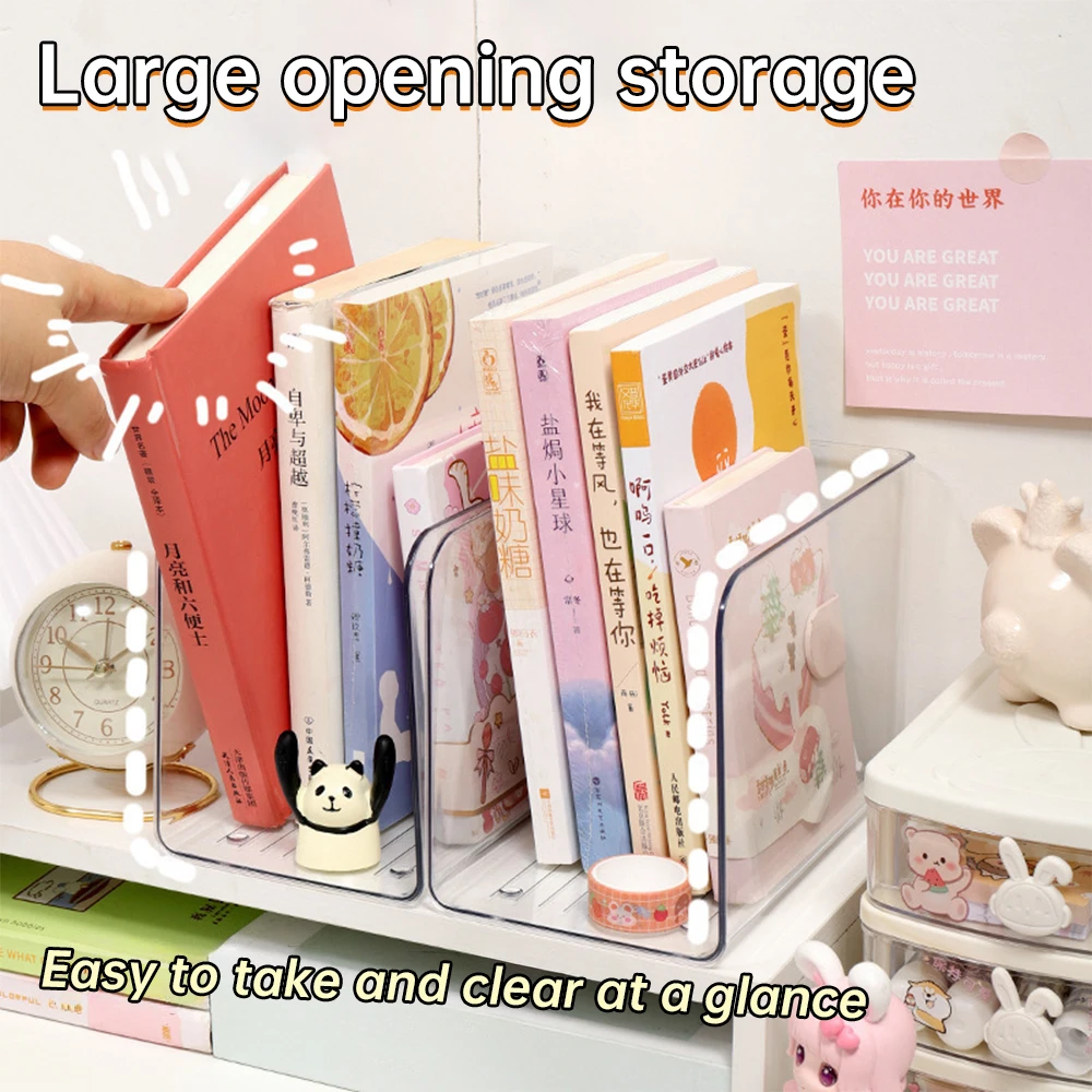 Transparent Acrylic Book Stand Reading Book Holder Desk Bookshelf Fixed Book Storage Rack Artifact Shelf Partition Desk