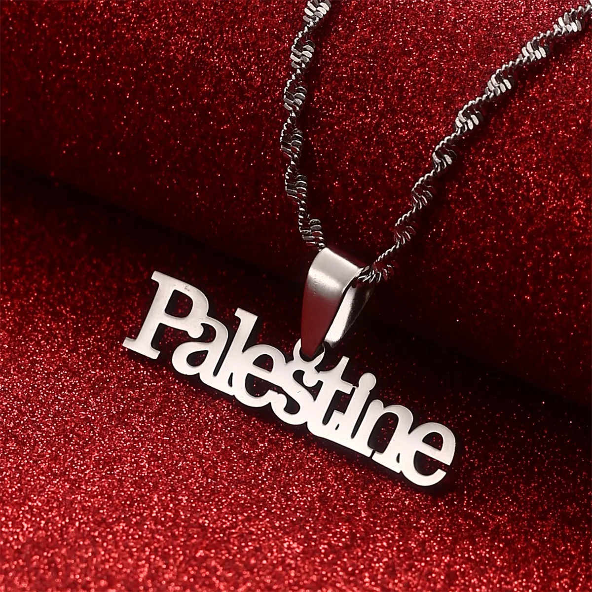Stainless Steel Palestine Vintage Map Pendant Necklace For Men Women Arabic African view 6