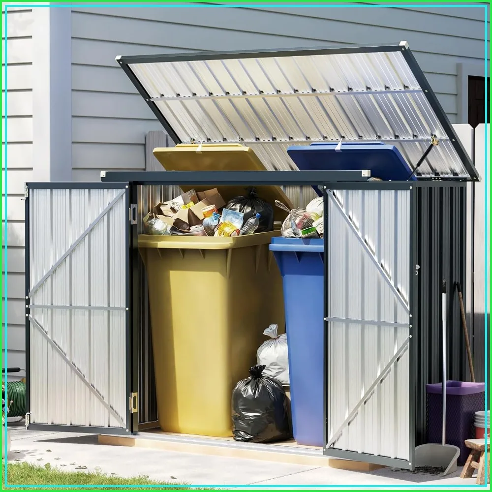 6 x 3 FT Trash Can Storage Shed with Lift-Up Lid for Backyard