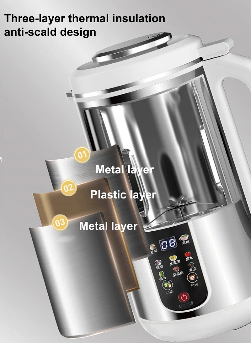 110V/220V Multifunctional Soy Milk Machine Juicer Appointment Wall Breaking Machine Kitchen Auto Heating Rice Paste Machine 1200