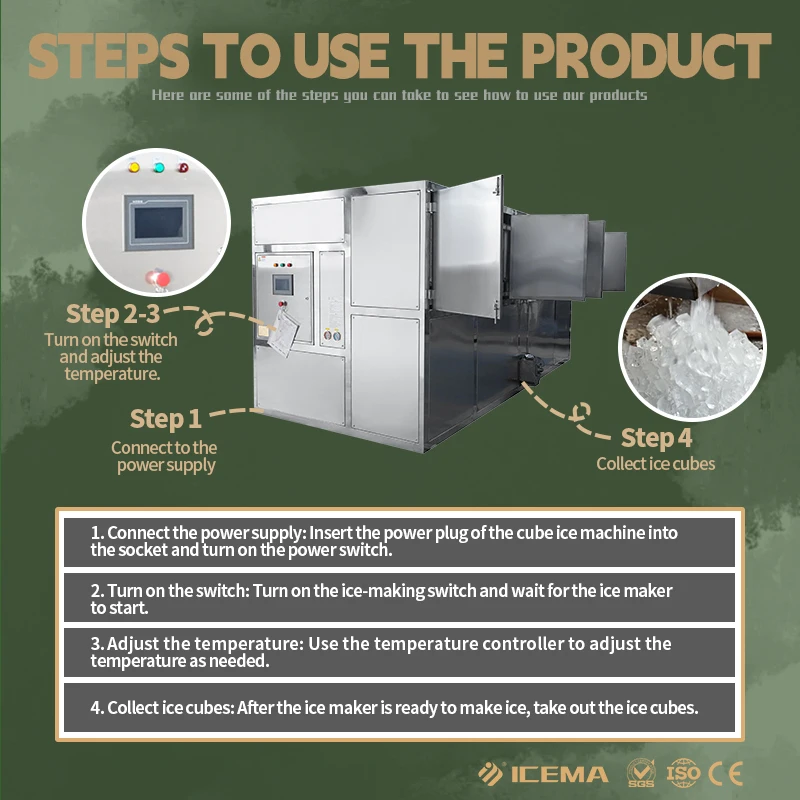 Commercial Industrial Ice Cube Maker Machine 5Ton Energy Saving 100kg Storage Include Compressor Motor Gear for Business Use view 5