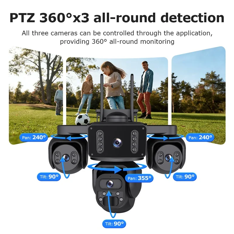  INQMEGA 20MP Solar Camera AOV 4G SIM Four Screen Wireless Outdoor Security PTZ Camera 7/24 Hour Video Recording IP66 OKAM APP