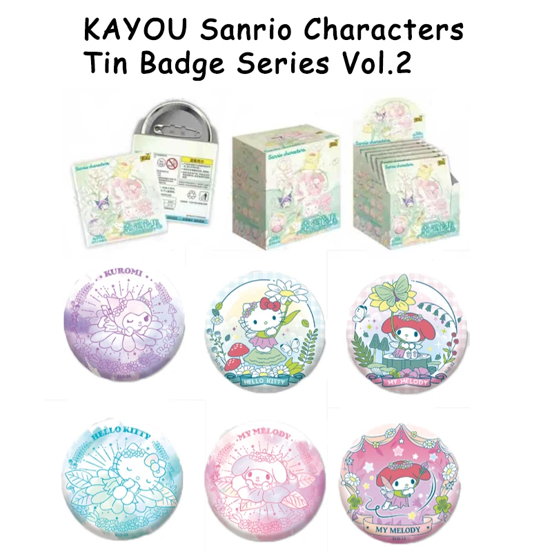 Original KAYOU Sanrio Characters Tin Badge Collection Vol2 Cute Collectible Pin Anime Official Premium Gift Set