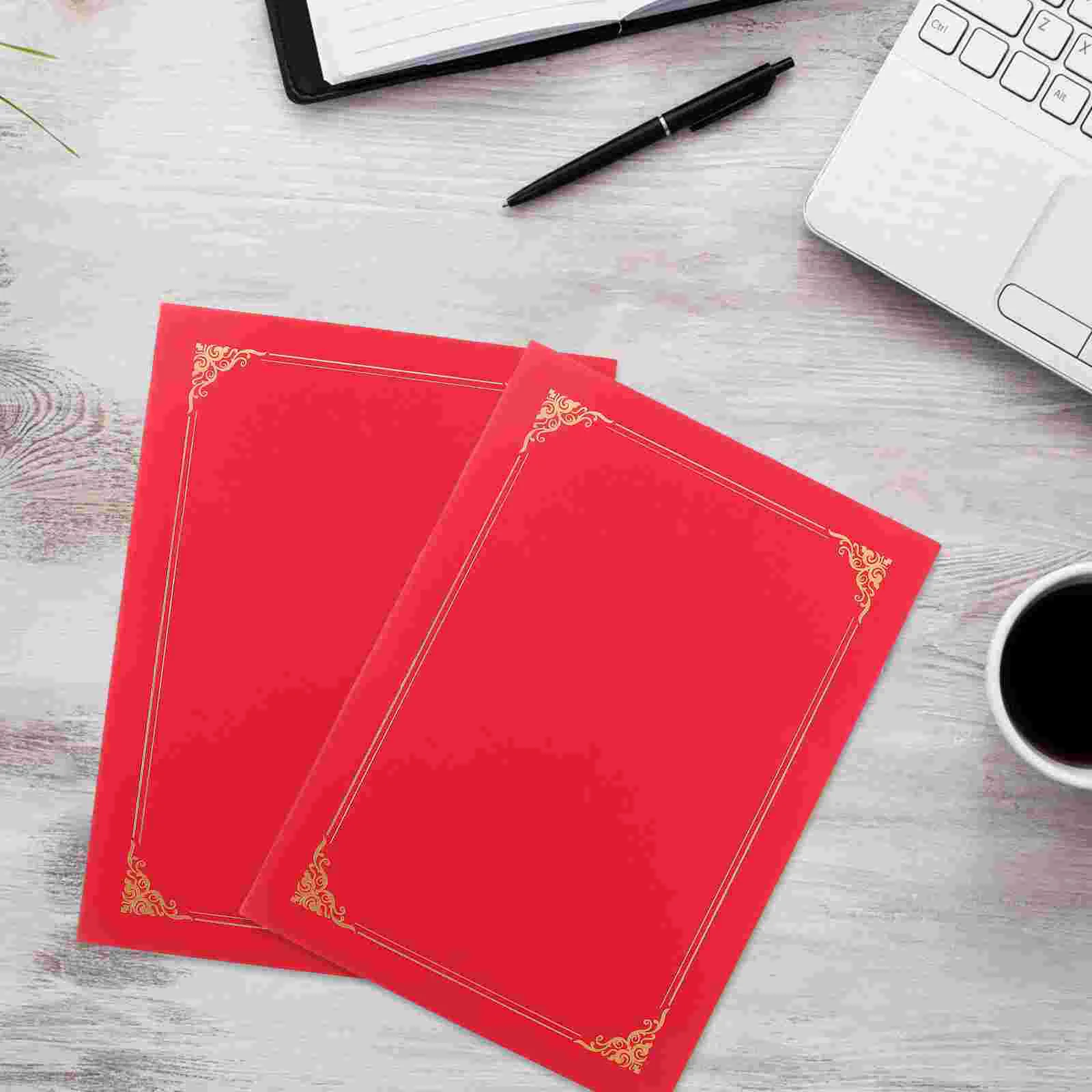 

10pcs Red Certificate Covers Award Frames Presentation Folders Diploma Holders Report Covers Document Protectors