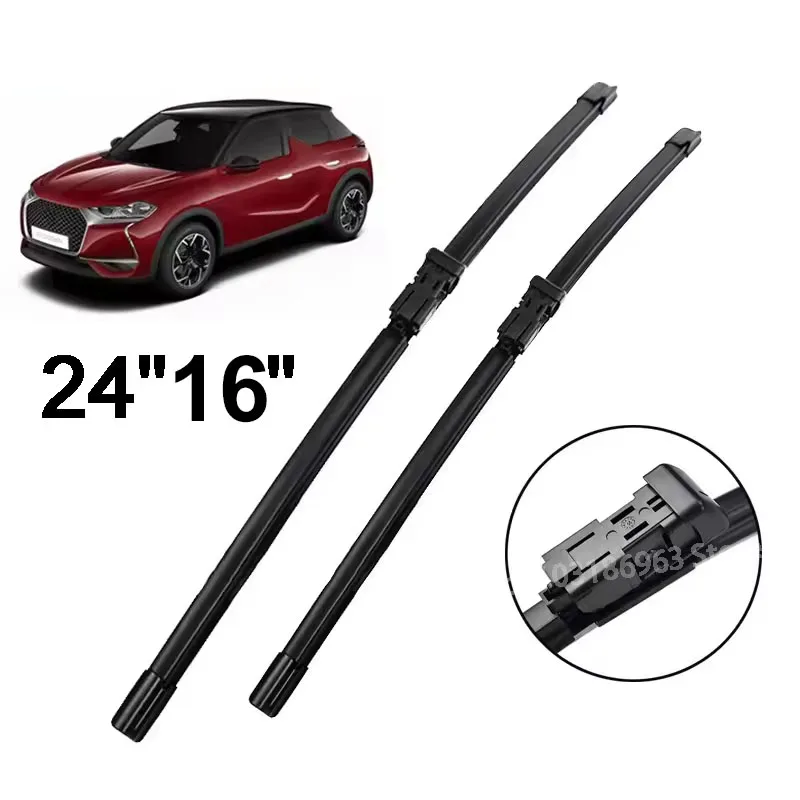 Wiper LHD Front Wiper Blades For DS 3 Crossback D34 2019 - 2024 Windshield Windscreen Window Rain Brushes 24''+16''