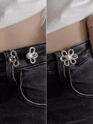 Jeans Waist Adjustable Buckles Beautiful Hollow Metal Flower Button Woman‘s Trouser Wide-to-narrow Adjustable Buckle