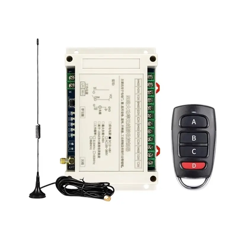 

AS95-AC100V-400V 4CH Wireless Remote Control 30A Electric Door Garage Doors Switch LED Light Switch Relay+Receiver 315Mhz