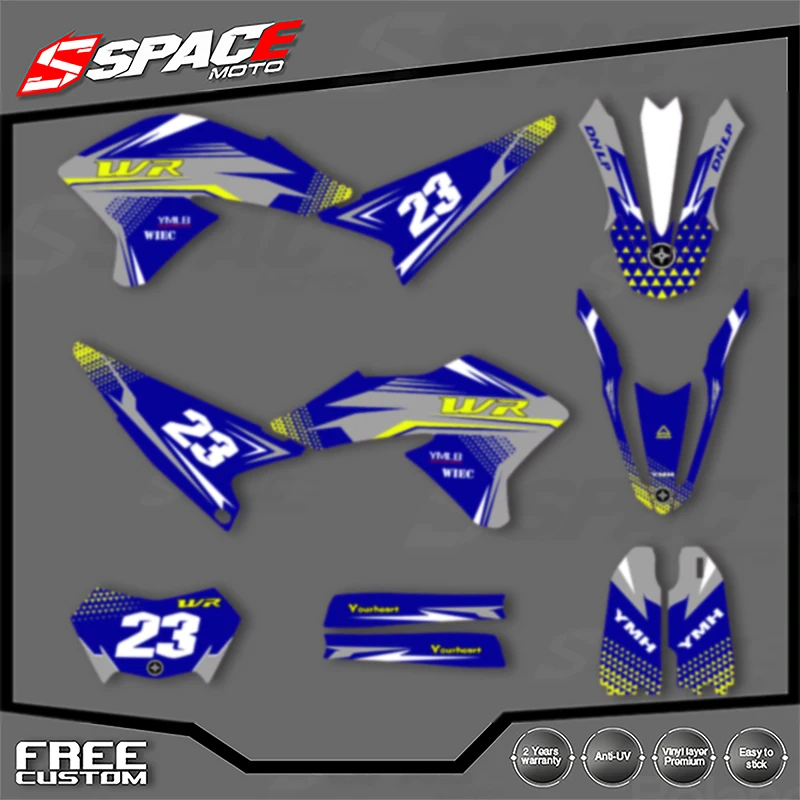 الفضاء مخصص فريق دراجة نارية الرسومات خلفية مائي لياماها WR250R 2008 2009 2010 2011 2012 2013-2020 الشارات ملصقات أطقم