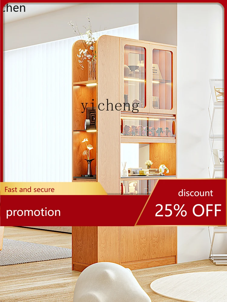 

HXL solid wood double-sided partition cabinet living room wine cabinet rack integrated entrance foyer cabinet