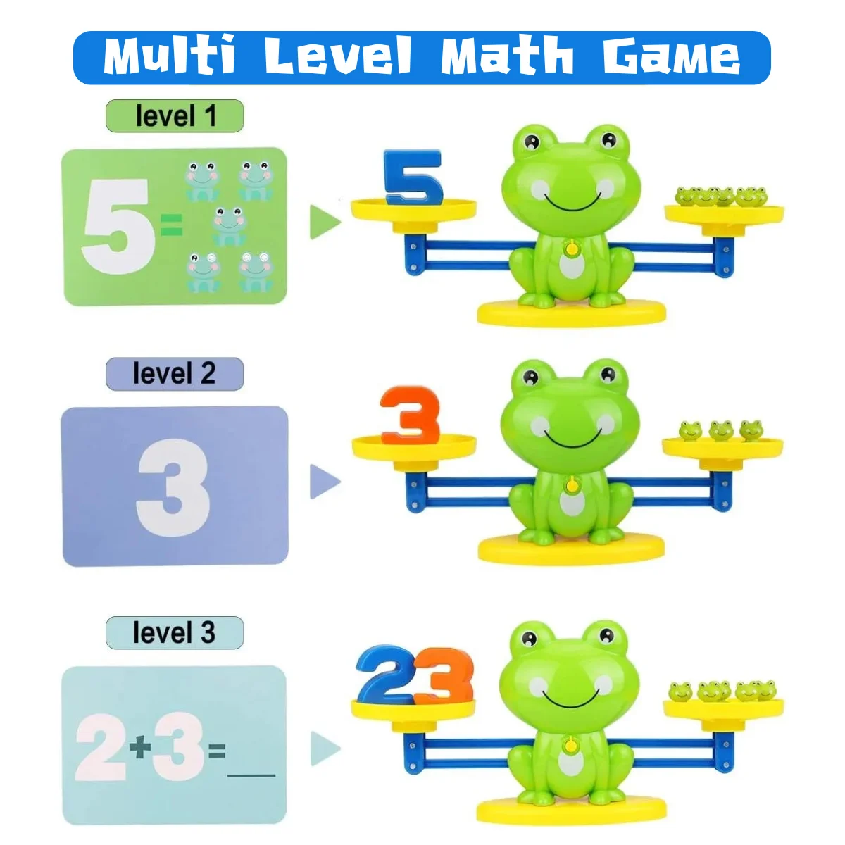 Jogo de matemática legal, brinquedos de contagem de equilíbrio de sapo para meninos e meninas, número educacional divertido, presente para crianças, aprendizagem de haste