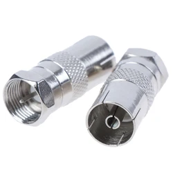 2Pcs F Type Male Plug Connector Socket to RF Coax TV Aerial Female Adapters