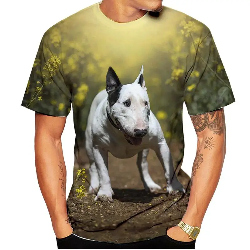 Novelty Men\'s Women\'s Kids T-shirts Fashion Bull Terrier 3d Printing Trendy Dog Patterns Fun Sports Breathable Lightweight Tops