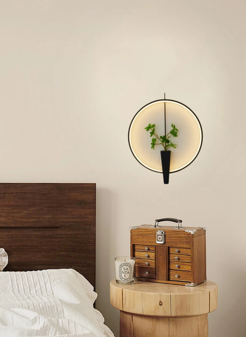 Aluminium Ring Wall Lamp 3000K White Black Without Plants