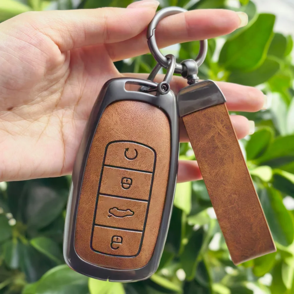 Car Key Case Cover for Chery Jaecoo J7 J8 7 phev 2025 2024 2023 Zinc Alloy Key Bag Protection Shell Keychain Auto Accessories