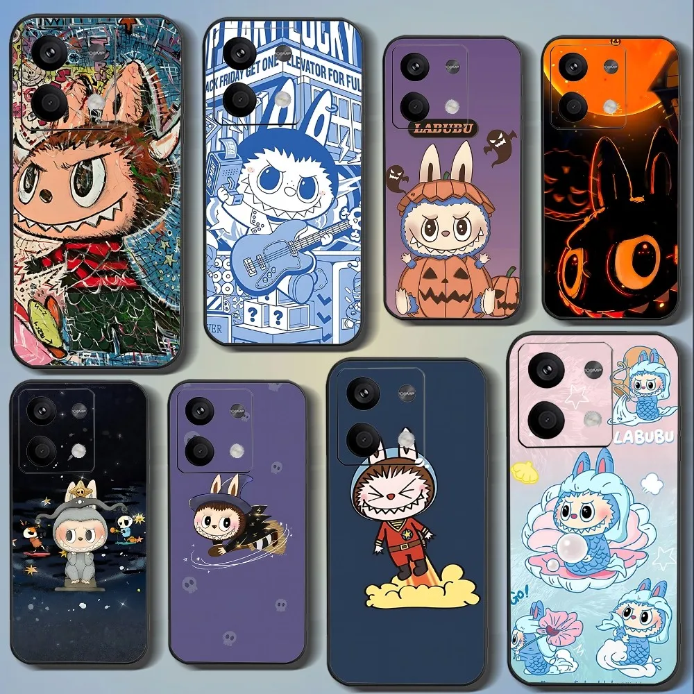 Cartoon L-LabubuS-D Phone Case For Xiaomi 11 Redmi Note 11 5G 8T 9A 9 10T Note8Pro Note9 12SUltra Black Case