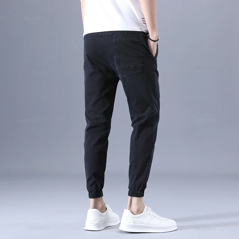 

Spring Summer Streetwear Hip Hop Cargo Pants Men's Cargo Pants Elastic Harun Ankle-Length Pant Joggers Imitate Jeans Male S151