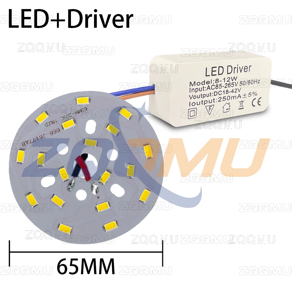 9W LED SMD5730 PCB Lamp Panel 50mm 65mm With Driver AC85-265V Light Board Module For DIY Ceiling Downlight Replacement
