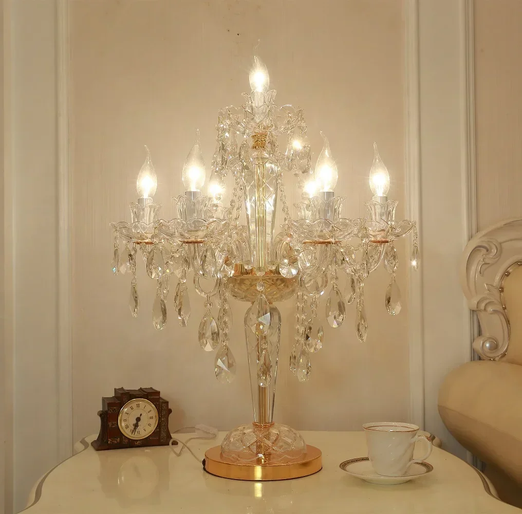 

LED Crystal Table Lamp Modern Art Bedside Lighting for Bedroom Living Room Elegant Decorative Lampe De Chevet De Chambre