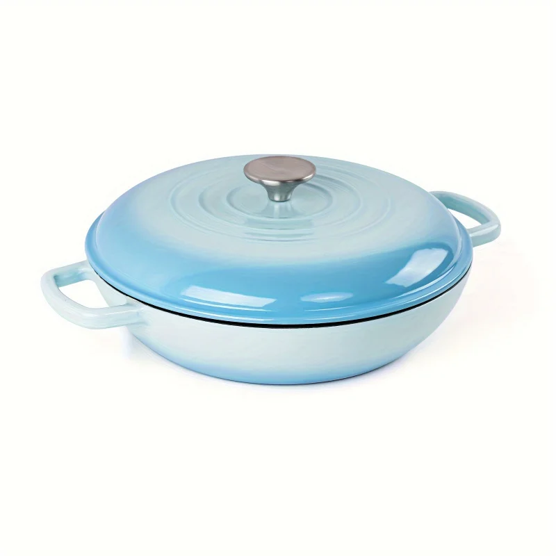 

1 3qt Cast Iron Enamel Stew Pot, 11 Inch, Uncoated, Suitable for Gas, Oven and Grill Rack, Smooth Surface.