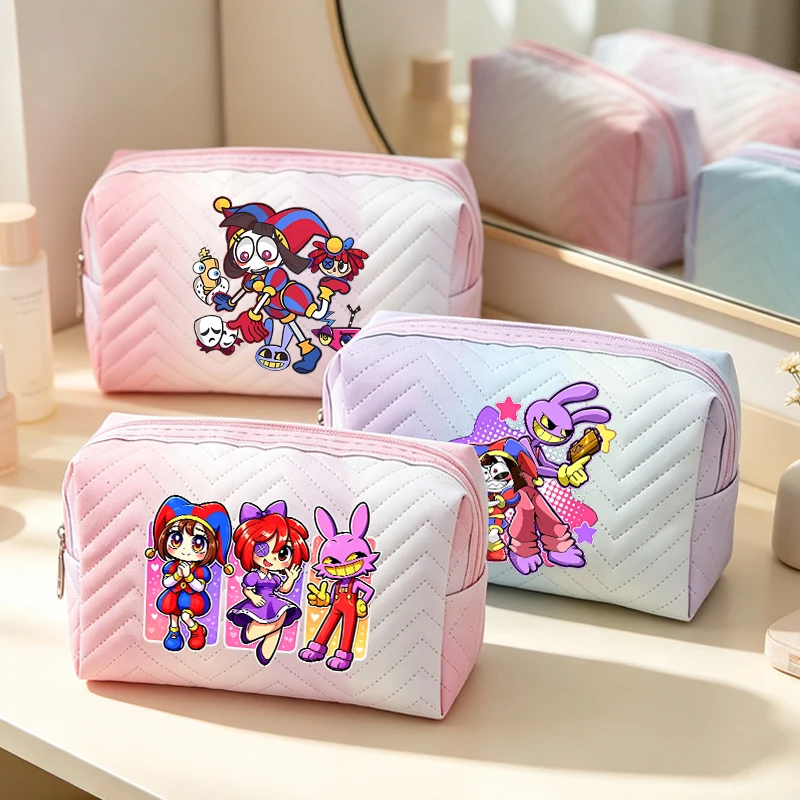 

The Amazing Digital Circus Large Capacity Cosmetic Bag Women Anime Printed Makeup Pouch Students Portable Fashion Washing Bags