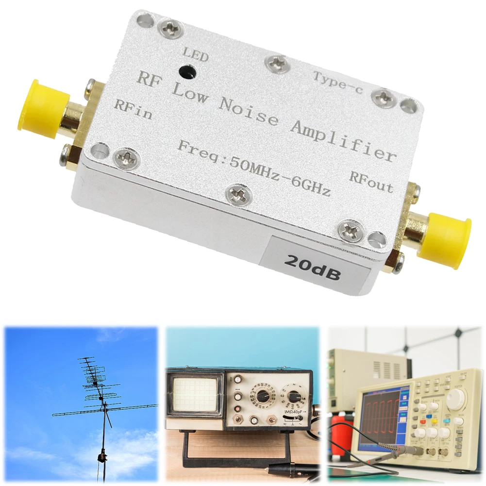 50Mhz-6Ghz LNA High Flatness Receiver Amplifier 20dB 30dB Gain RF Drive Signal Receiver RF Amplifier for Hackrf One GPS Radio FM