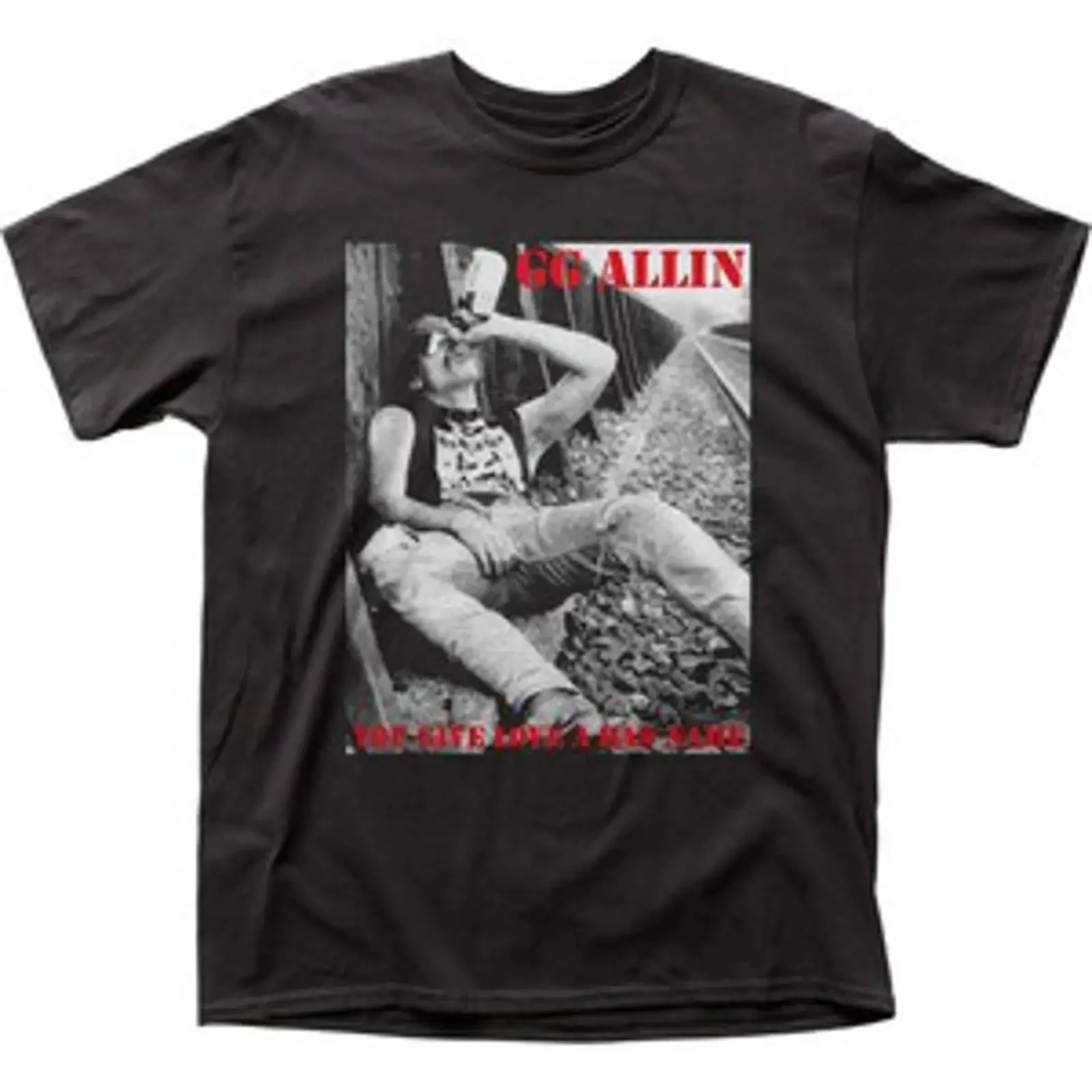 Camiseta negra GG Allin You Give Love A Bad Name para hombre, música clásica, banda de rock vintage, gráfico lavado, informal