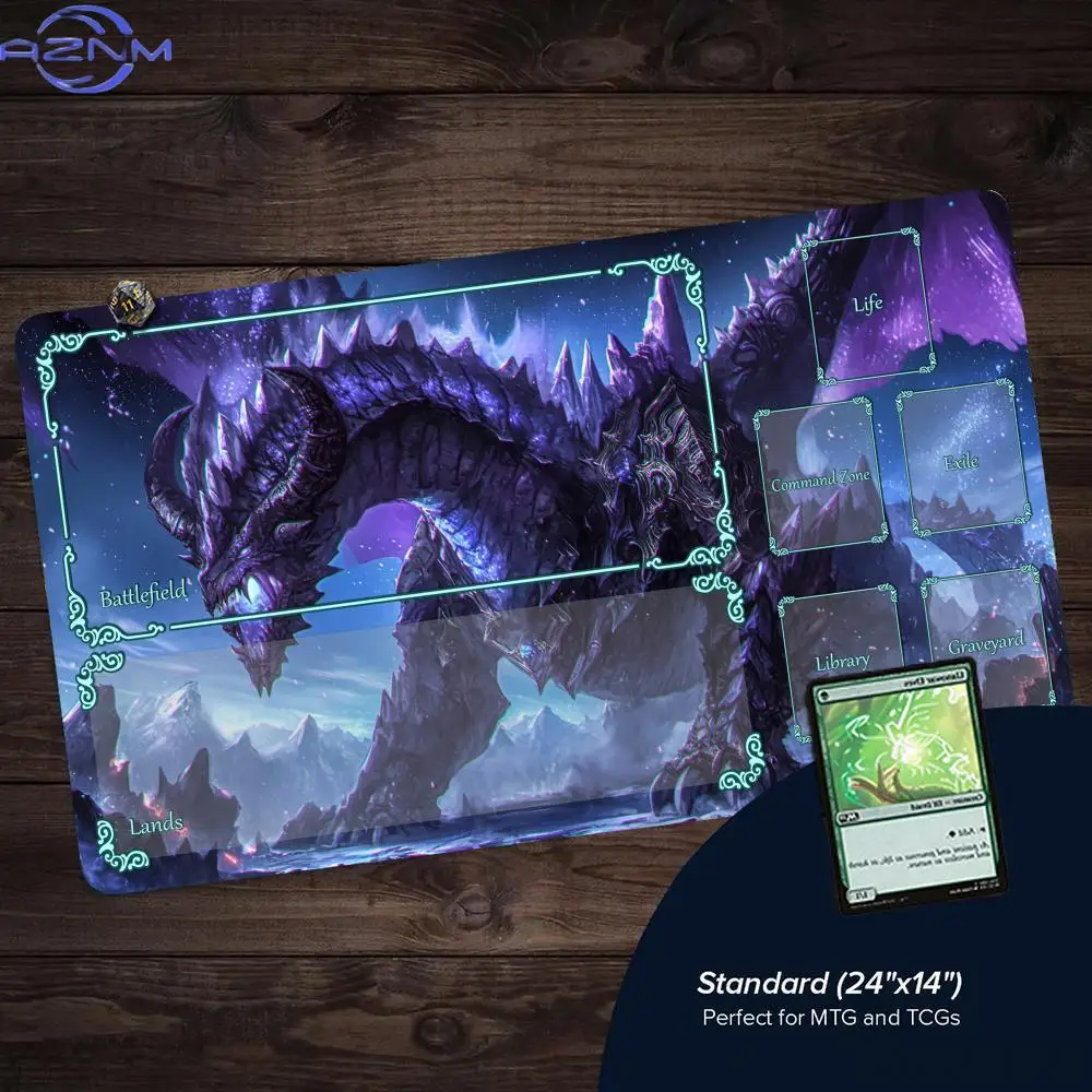Tapis de jeu  sur le thème des éléments, design Dragon Géant, tapis de combat Magic Card, antidérapant, bords cousus, tapete Mag