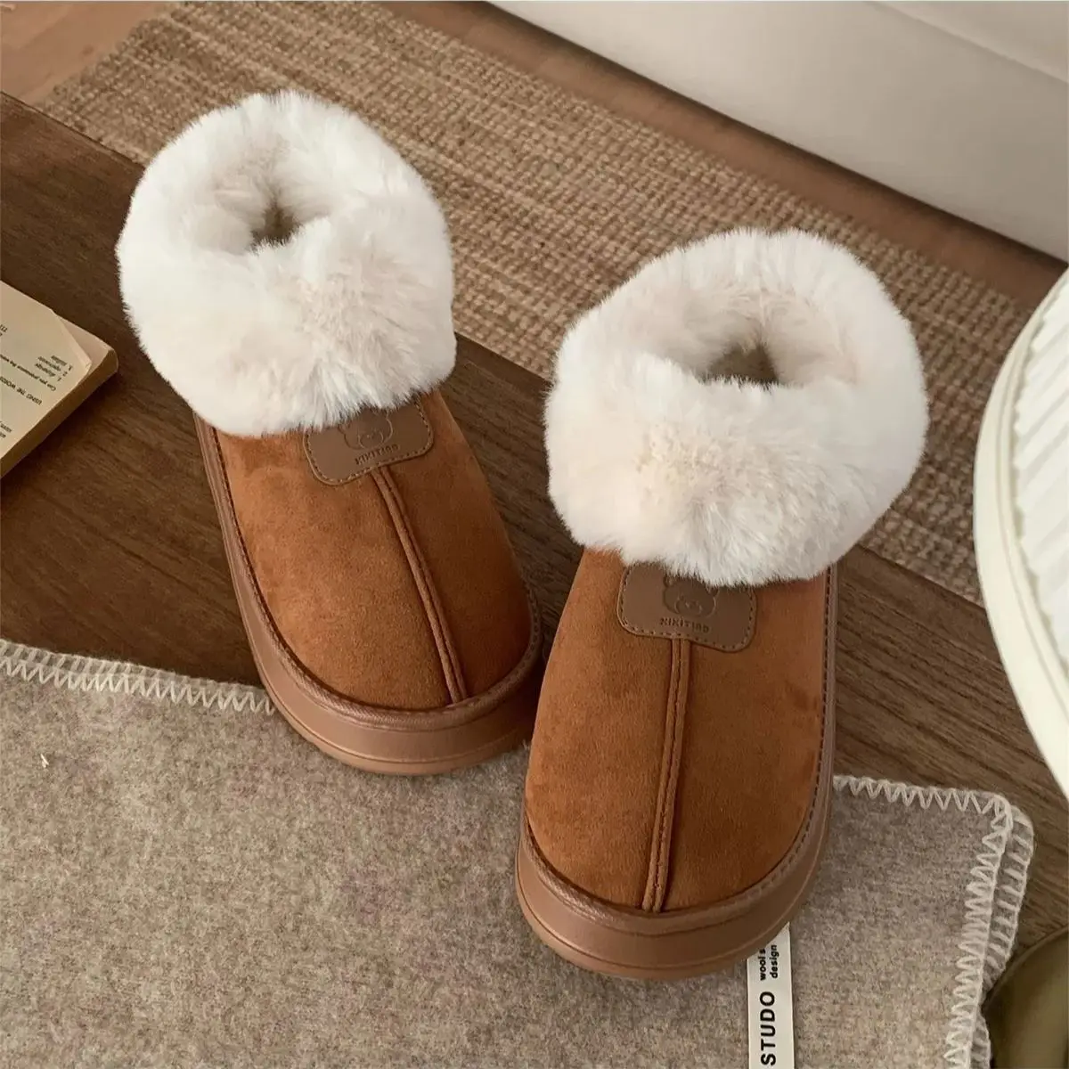 

Warm Non-slip Thick-soled Fleece-lined Thickened Outdoor Cotton Boots Bread Shoes Snow Boots Women Winter