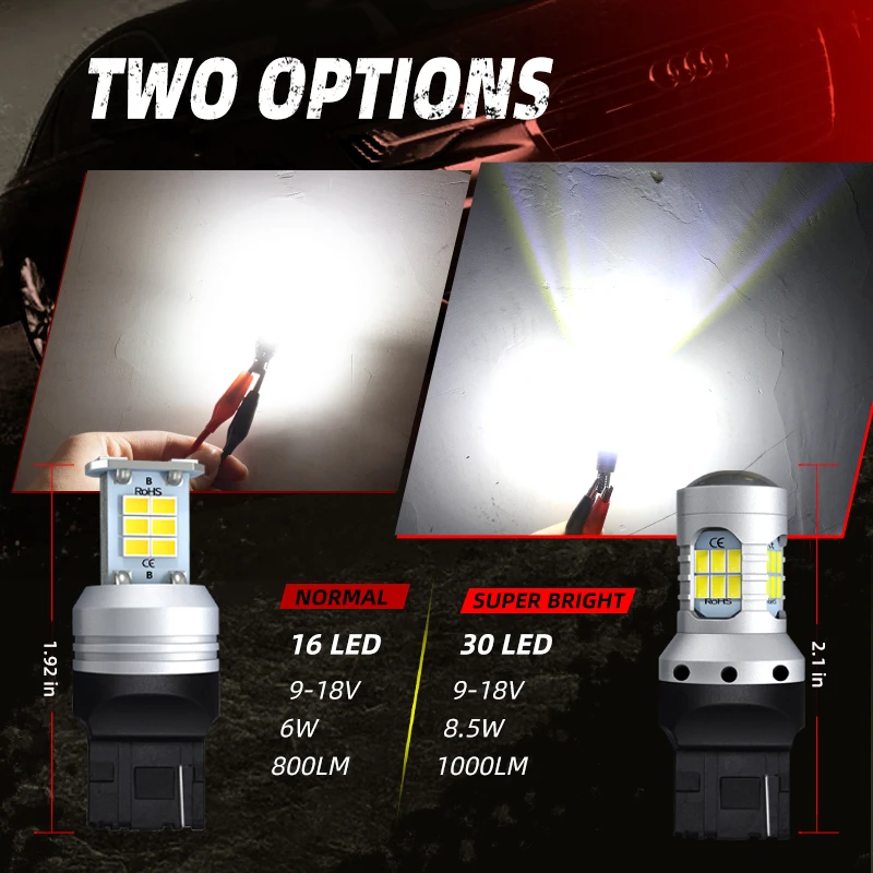 2pcs No Error T20 LED Reverse Light Blubs 7440 W21W Super Bright Xenon White Backup Lamp For Suzuki Jimny SN A6G SX4 Vitara