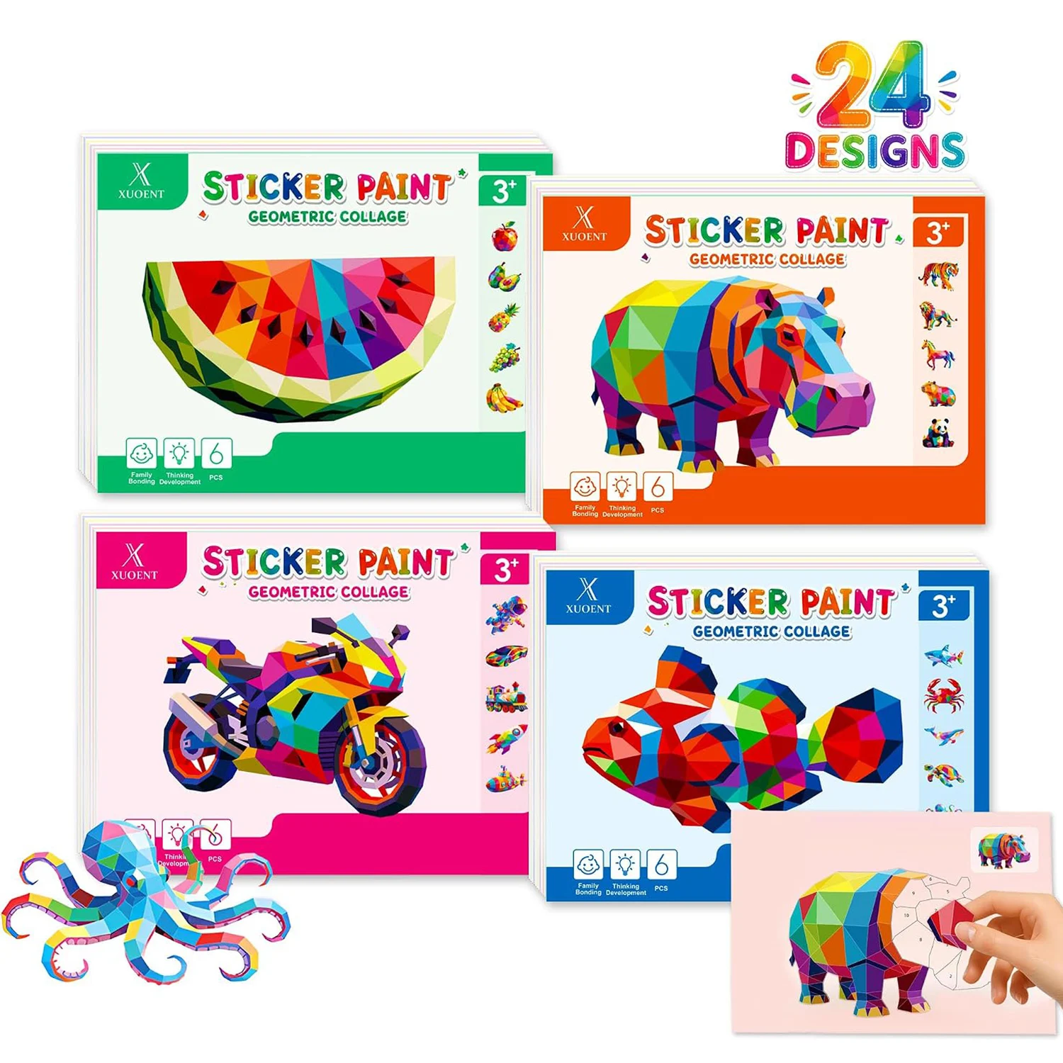 Brain Games Sticker by Number Mess-Free Screen-Free Sticker Activity for Kids Travel Toys Improving Fine Motor Skills Road Trip