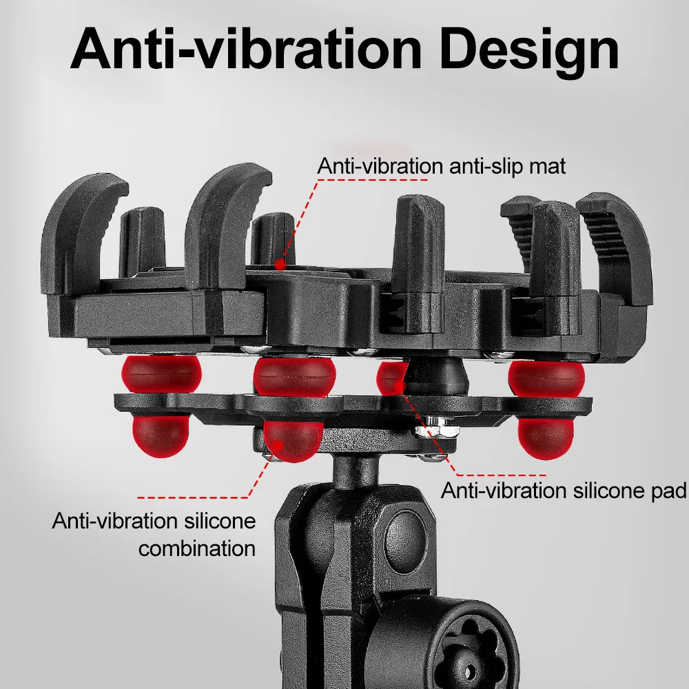 Motorcycle Phone Mount With Vibration Dampener Bike Handlebar Holder Anti-Shake Holds Fit 4.7\'\'-7.1\'\' Smart phone Cell Phones