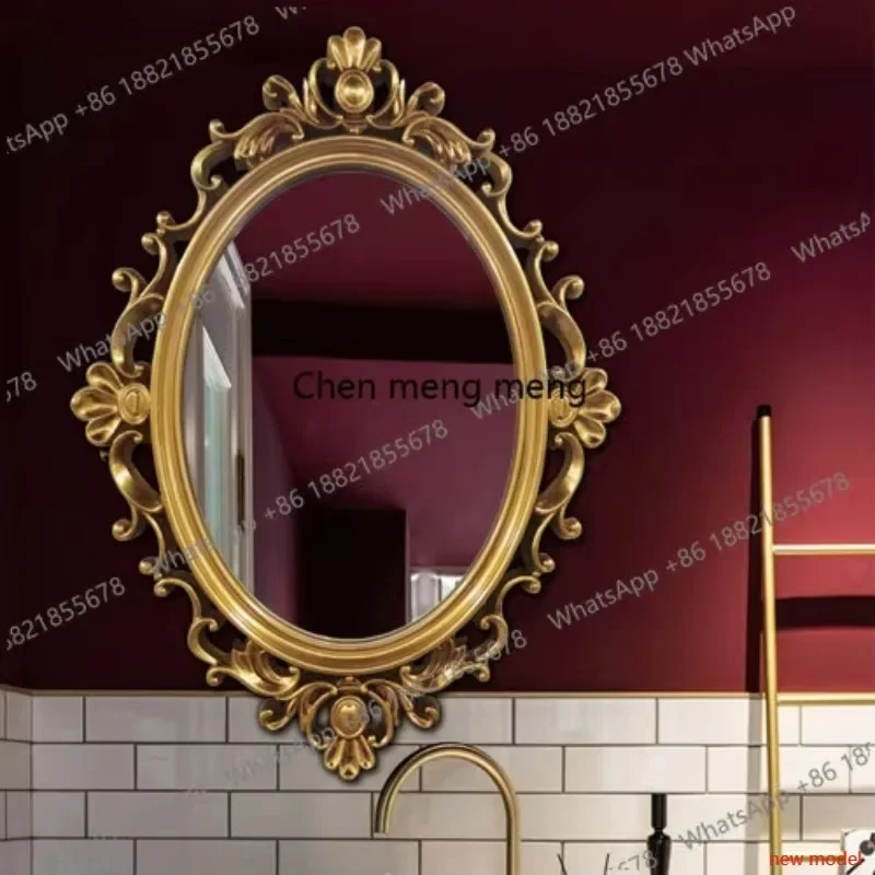 AB03European retro oval bathroom mirror, decorative makeup mirror, bathroom wall-mounted mirror, bathroom mirror