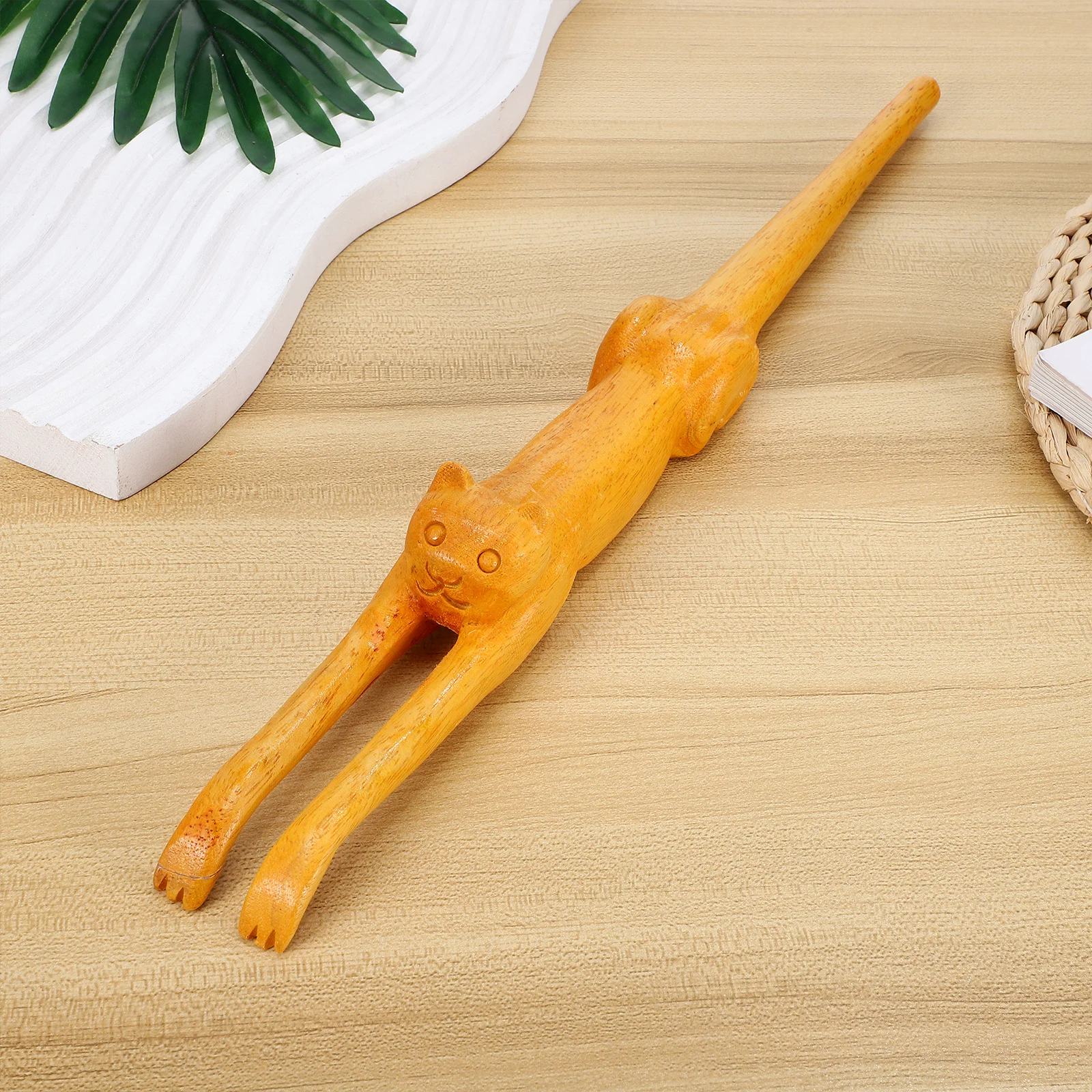 고양이 모양 등 긁는 도구 긴 손잡이 몸 긁기 도구 가려움 완화 휴대용 나무 마사지 도구 성인용