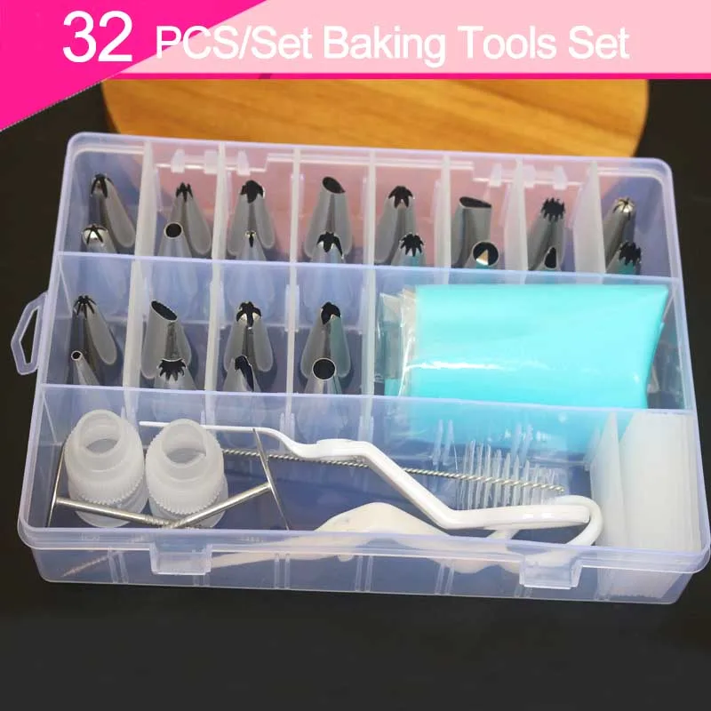 

32PCs/set Pastry Bakery Accessories Piping Nozzle Set 24 Piping Nozzles TPU Piping Bag Baking Tools Kitchen Tools Cupcake Mold