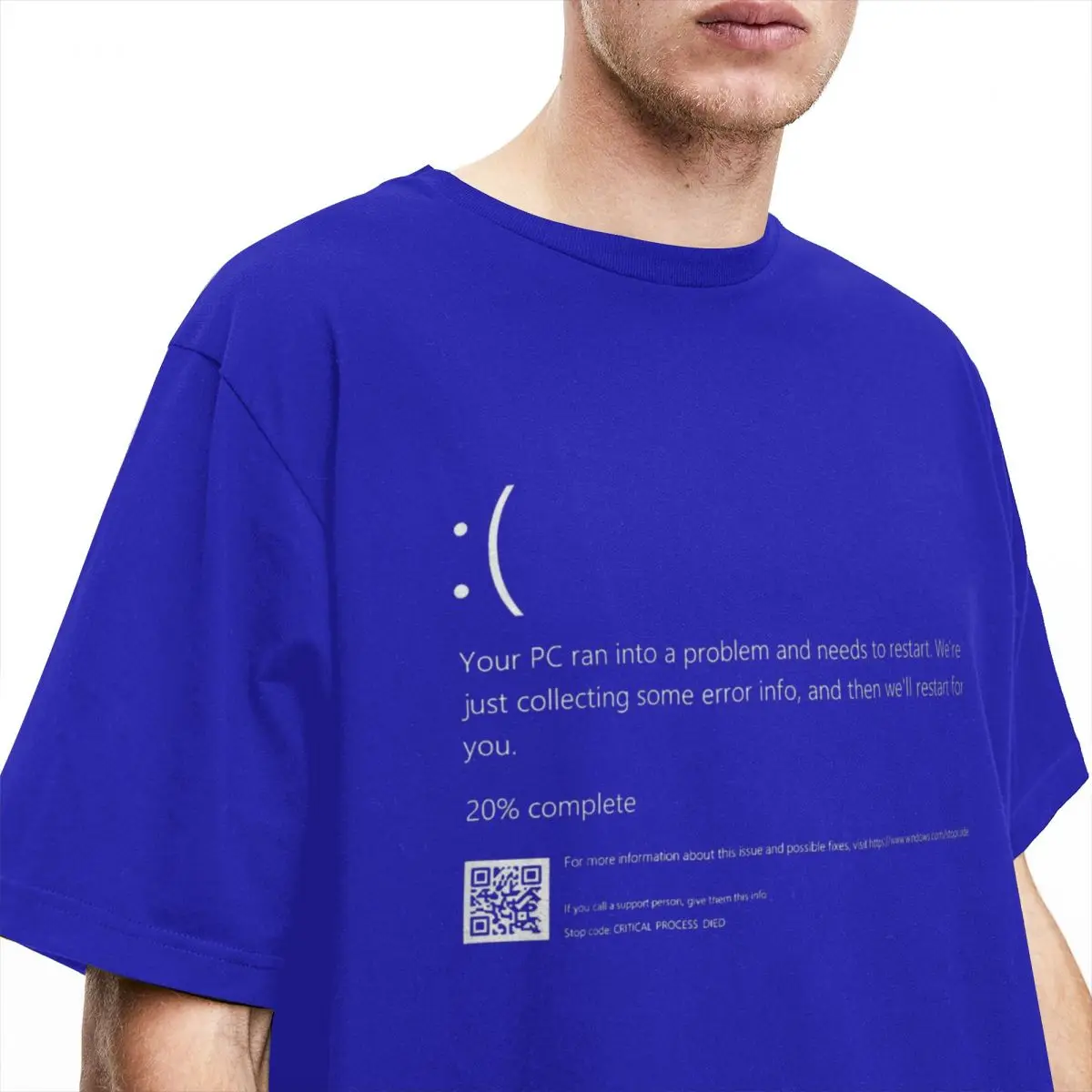 Blue Screen Of Death IT Geek Halloween Party DIY Costume T-Shirt for Men Funny Cotton Tees Windows Error T Shirts 4XL 5XL Tops