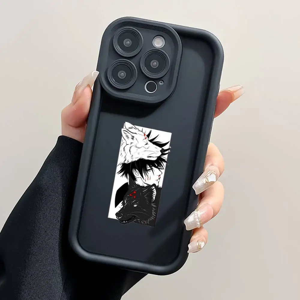 1 قطعة Jujutsu Kaisen الهزلي جراب هاتف بولي TPU لطيف العين سلم آيفون 17 16 15 14 13 الهواء برو ماكس 11 12 زائد غطاء سيليكون أسود #4